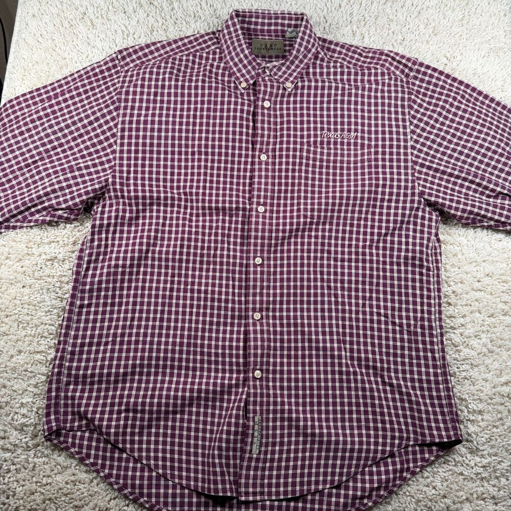Vesi Sportswear Texas A&M Aggies Men’s Large Maroon Plaid Button Down Shirt